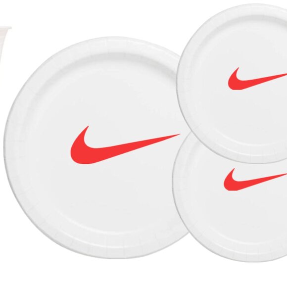 White & Red Sw00sh Paper Plates | Basketball Birthday Party Supplies | 60 Count - Picture 5 of 6
